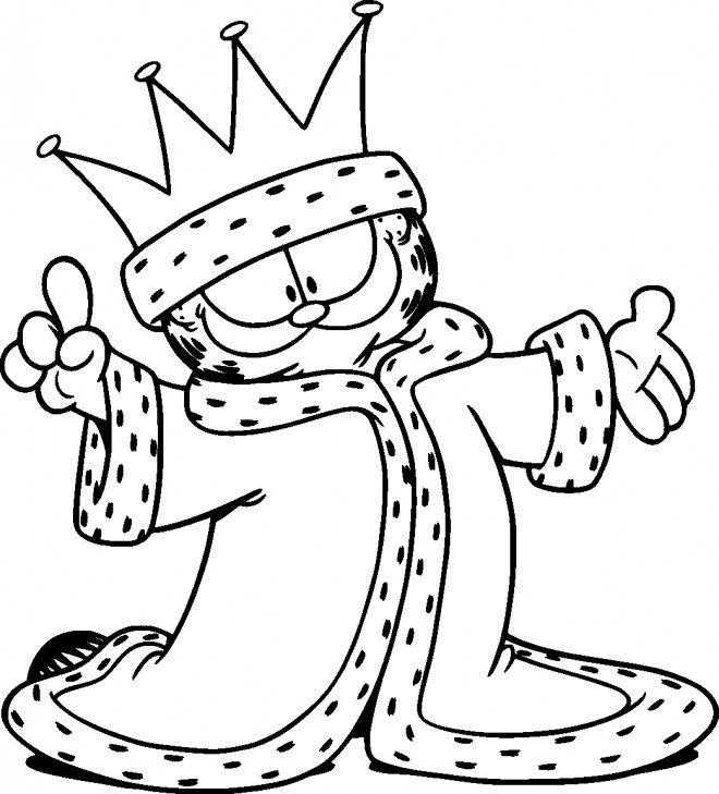 Coloriage Garfield Le roi dessin gratuit à imprimer