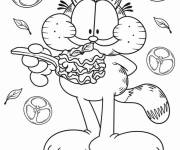 Coloriage Garfield Mange des lasagnes