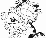 Coloriage Garfield serre Pookie dans ses bras