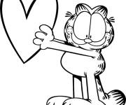 Coloriage Le chat Garfield avec un cœur