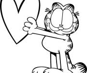 Coloriage Le chat Garfield avec un c&oelig;ur