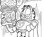 Coloriage Le super h&eacute;ro Garfield gourmand 