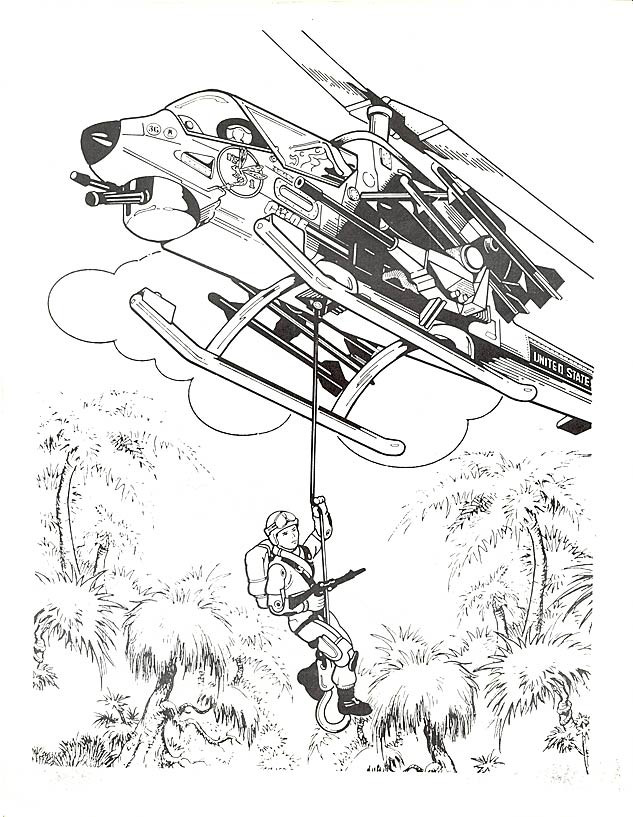 Coloriage et dessins gratuits Un soldat descend du hélicoptere à imprimer
