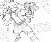 Coloriage Un soldat masqu&eacute; &agrave; colorier
