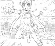 Coloriage Akane Hino, la force scintillante Orange
