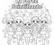 Coloriage Anime Glitter Force style bande anim&eacute;e pour filles