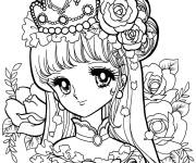 Coloriage Beaut&eacute; de Glitter force avec un couronne en fleurs