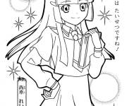 Coloriage Ecoli&egrave;re de L'anime Glitter Force avec un livre