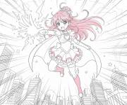 Coloriage Emily, la force scintillante rose