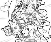 Coloriage F&eacute;e de Glitter Force avec un arc des coeurs