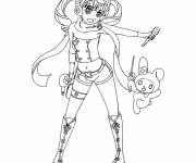 Coloriage Fille de Glitter Force avec Pelucha