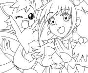 Coloriage Fille Glitter Force et animal mignon