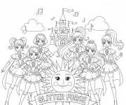 Coloriage Filles de Glitter Force en noir et blanc