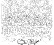 Coloriage Glitter Force l'attaque en classe