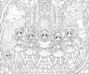 Coloriage L'&eacute;quipe de Glitter Force &agrave; la recherche du tr&eacute;sor