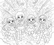 Coloriage Membres de l'unit&eacute; Glitter Force style cartoon