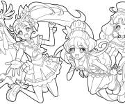 Coloriage Quatre f&eacute;es de l'anime japonaise Glitter Force