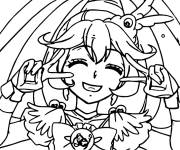 Coloriage Yayoi Kise et signe de victoire