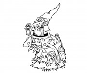 Coloriage Dessin de Gnomes sur champignon
