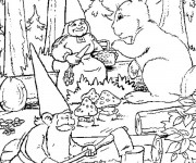 Coloriage Dessin Gnomes et &eacute;cureuil dans la for&ecirc;t