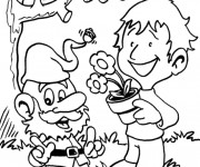 Coloriage Dessin Gnomes et enfant