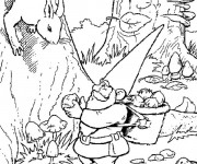 Coloriage Ecureuil et Gnomes