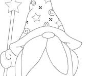 Coloriage Gnome avec bonnet de sorcier