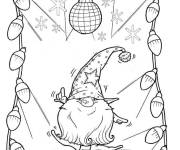 Coloriage Gnome avec des cadeaux de no&euml;l