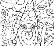Coloriage Gnome avec des champignons
