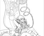 Coloriage Gnome boit un cocktail