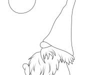 Coloriage Gnome et la lune