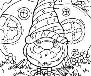 Coloriage Gnome magique devant sa maison