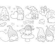 Coloriage Gnome pour saint valentin