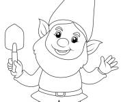 Coloriage Gnome souriant avec une pelle