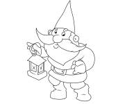 Coloriage Gnome tenant une lampe