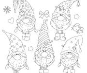 Coloriage gnomes au bonnets adorables