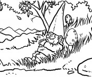 Coloriage Gnomes dort dans la forêt