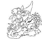 Coloriage Gnomes et fruits