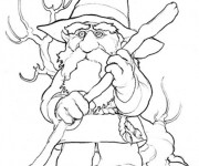 Coloriage Gnomes porte son bâton