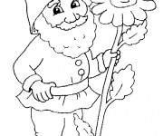 Coloriage Gnomes tient une grosse fleure