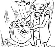 Coloriage Le gnome de jardin avec son sac d'or