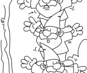 Coloriage Les Gnomes l'un sur l'autre dr&ocirc;le