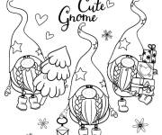 Coloriage Nains mignons apportent les cadeaux de no&euml;l