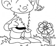 Coloriage Petit Gnome et Fleur