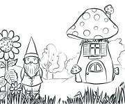 Coloriage Un nain dans le jardin