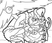 Coloriage Colorie le Grinch qui vole le sapin de No&euml;l