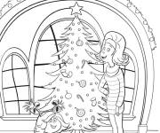 Coloriage Donna Lou et Cindy Lou ont d&eacute;cor&eacute;s le sapin de no&euml;l