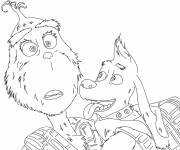 Coloriage Grinch avec son ami chien