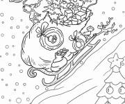 Coloriage Grinch avec un tra&icirc;neau plein de cadeaux