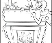 Coloriage Grinch dans la maison pendant le no&euml;l